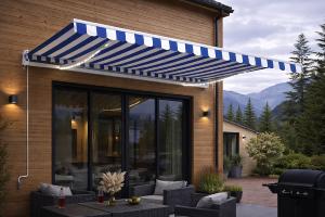 STORE BANNE 500 x 300 cm, électrique, détecteur de vent, LED