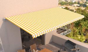 STORE BANNE 5 x 3 m, manuel, toile jaune/blanc