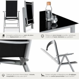 Salon de Jardin XXL RIVIERA en Aluminium – Ensemble 8 Fauteuils, 2 Chaises Longues et 2 Repose-pieds