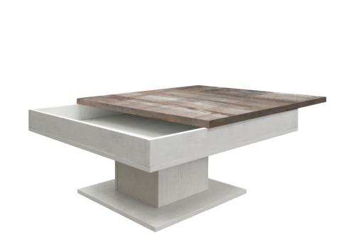 TABLE basse, coulissante, 80 x 80 cm, 2 coloris, modèle OLYMPE
