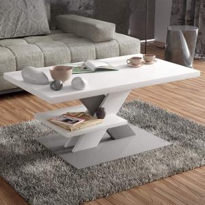 TABLE basse design, gris, plateau blanc, modèle GALEN