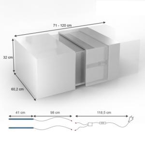 TABLE basse avec éclairage led, modèle HAGEN, 2 coloris