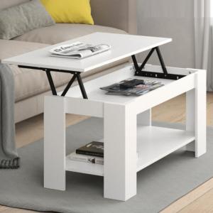 TABLE basse blanche, 100 cm, plateau relevable, GALION