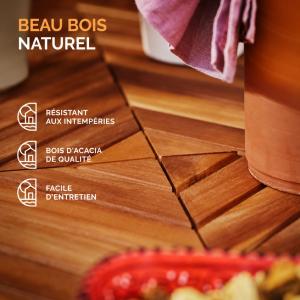 Table haute mange-debout bistrot en bois d’acacia massif – 110 cm