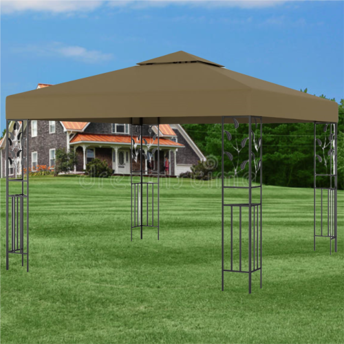 TONNELLE, gloriette de jardin 3 x 3 m, toit taupe