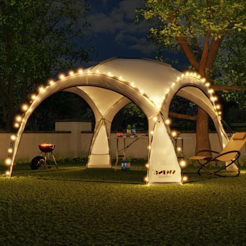 TONNELLE , tente dôme 360 cm, éclairage led solaire, anthracite