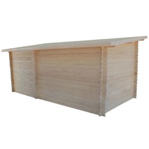 ABRI de jardin, bois massif 28 mm avec extension réversible, surface 22 m²