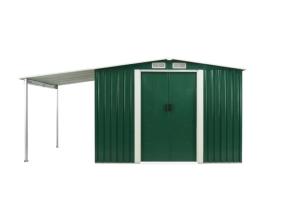 ABRI de jardin avec appentis, métal galvanisé vert, 4 dimensions