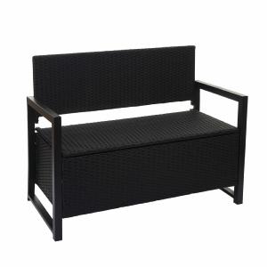 BANC avec coffre de rangement, resine tressée, Noir/vert