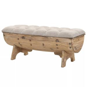 Banc forme tonneau avec coffre de rangement, assise rembourrée