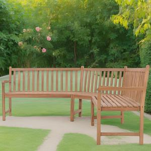 Banc de jardin d'angle, 400 cm, teck massif