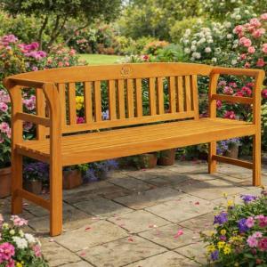 Banc de jardin design 160 cm, eucalyptus, 3 places