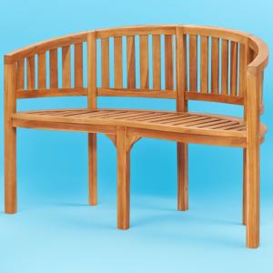 Banc de jardin 120 cm, demi cercle en teck massif