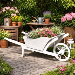 BROUETTE déco bois, 130 cm, 4 coloris au choix