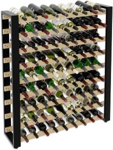 CASIER à vin, bois, design noir et brun, de 36 à 135 bouteilles