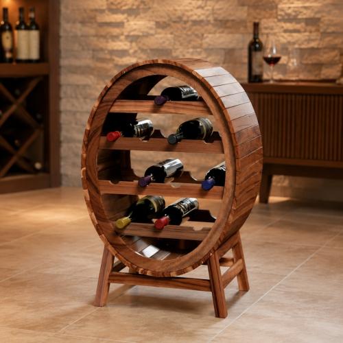 Casier à vin tonneau BARRICA en bois d’acacia – 12 bouteilles