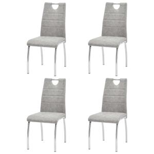 CHAISES salle à manger, similicuir gris clair, lot de 4