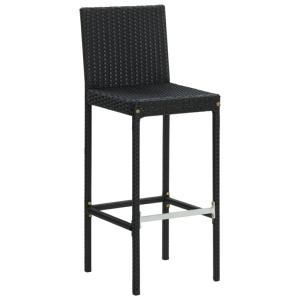 BAR de jardin en résine tressée noir et bois exotique + 6 tabourets