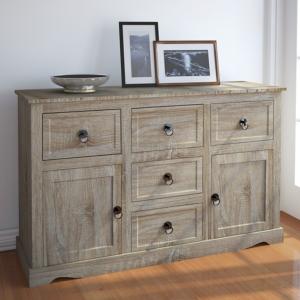 Commode bois naturel, 5 tiroirs, style campagnard