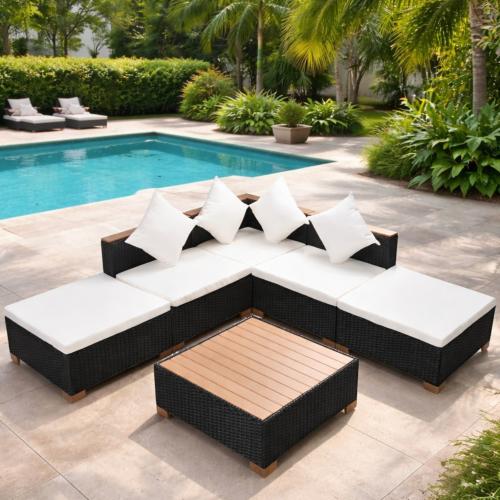 Salon de Jardin Modulable Résine Tressée TATIANA 5 Places