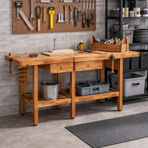 ETABLI menuiserie, en bois massif, 195 cm