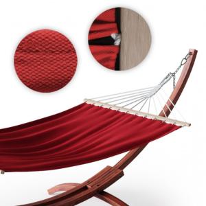 HAMAC de JARDIN en bois, 350 cm, toile bordeaux