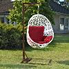 HAMAC de jardin suspendu, métal, Blanc, coussins bordeaux