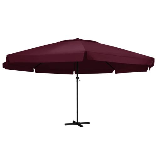 PARASOL aluminium, 6 mètres, toile rouge bordeaux