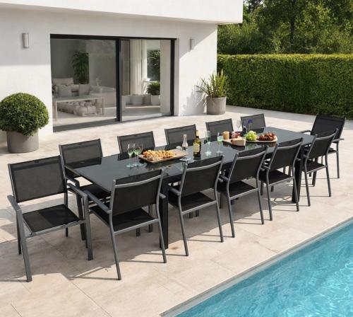 SALON de jardin ALUminium avec table extensible, 12 places