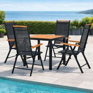 SALON de jardin aluminium/composite brun, 4 fauteuils