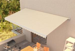 STORE BANNE 6 x 3 mètres, motorisé, toile crème