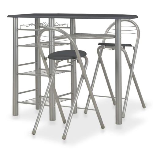 TABLE haute DE BAR avec 2 CHAISES, gris/noir