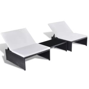 Salon de jardin résine tressée, noir avec fauteuils modulables