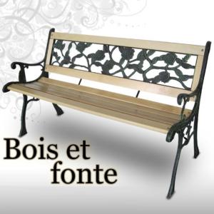 Banc de jardin en bois massif et fonte, 4 décors