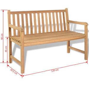 Banc de jardin 120 cm, 2 places, teck massif