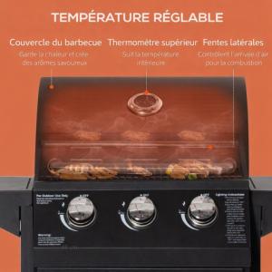 BARBECUE à gaz, 3 brûleurs avec housse protection