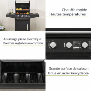 BARBECUE à gaz, 3 brûleurs avec housse protection