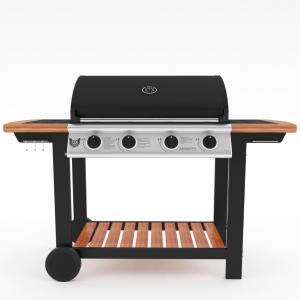 BARBECUE A GAZ, design noir et bois