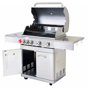 BARBECUE grand luxe INOX 5 brûleurs + plancha et accessoires