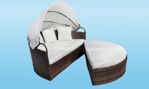 Canapé Lit de jardin modulable, résine tressée, 2 coloris