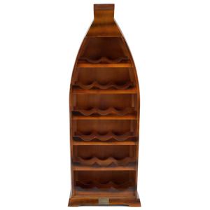 CASIER pour 17 bouteilles de vin, forme coque bateau, bois laqué