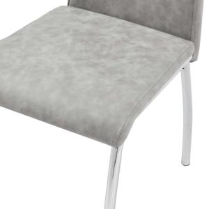 CHAISES salle à manger, similicuir gris clair, lot de 6