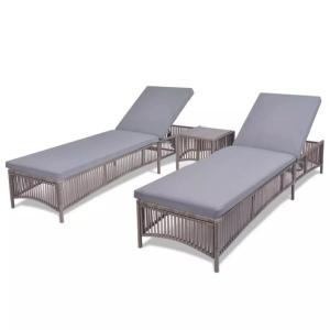 CHAISES LONGUES DUO en résine tressée, gris