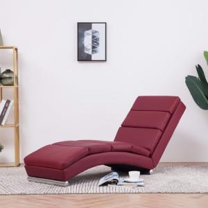 CHAISE longue ergonomique cuir rouge bordeaux