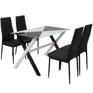 Ensemble table et 4 chaises noir, pour cuisine