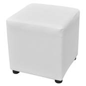 Bancs coffre et pouf, cuir blanc, lot de 3