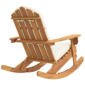 Fauteuil à bascule, type rocking Chair avec coussin, acacia massif