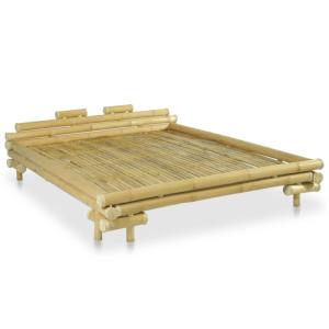 Lit design en bambou naturel, matelas 140 x 200 cm