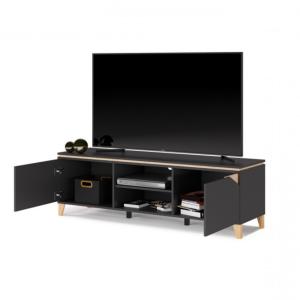 Meuble bas TV, 160 cm sur pieds, anthracite, ELEGANT