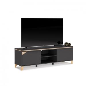 Meuble bas TV, 160 cm sur pieds, anthracite, ELEGANT